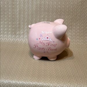 Disney Pink Piggy Bank with Crown Accents